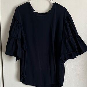 Chico's Elegant Black Blouse with Ruffle Sleeves Size 3